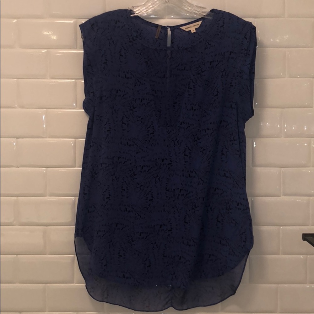 Blue and black silk top